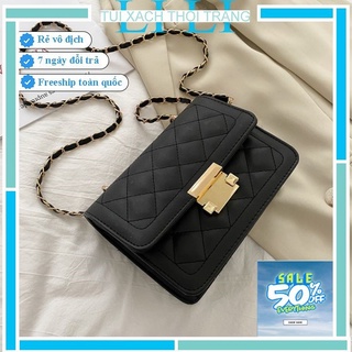 Túi xách nữ trần trám 💖💖 Túi đeo chéo họa tiết trần trám size 18cm dáng vuông khóa kẹp. J7770!