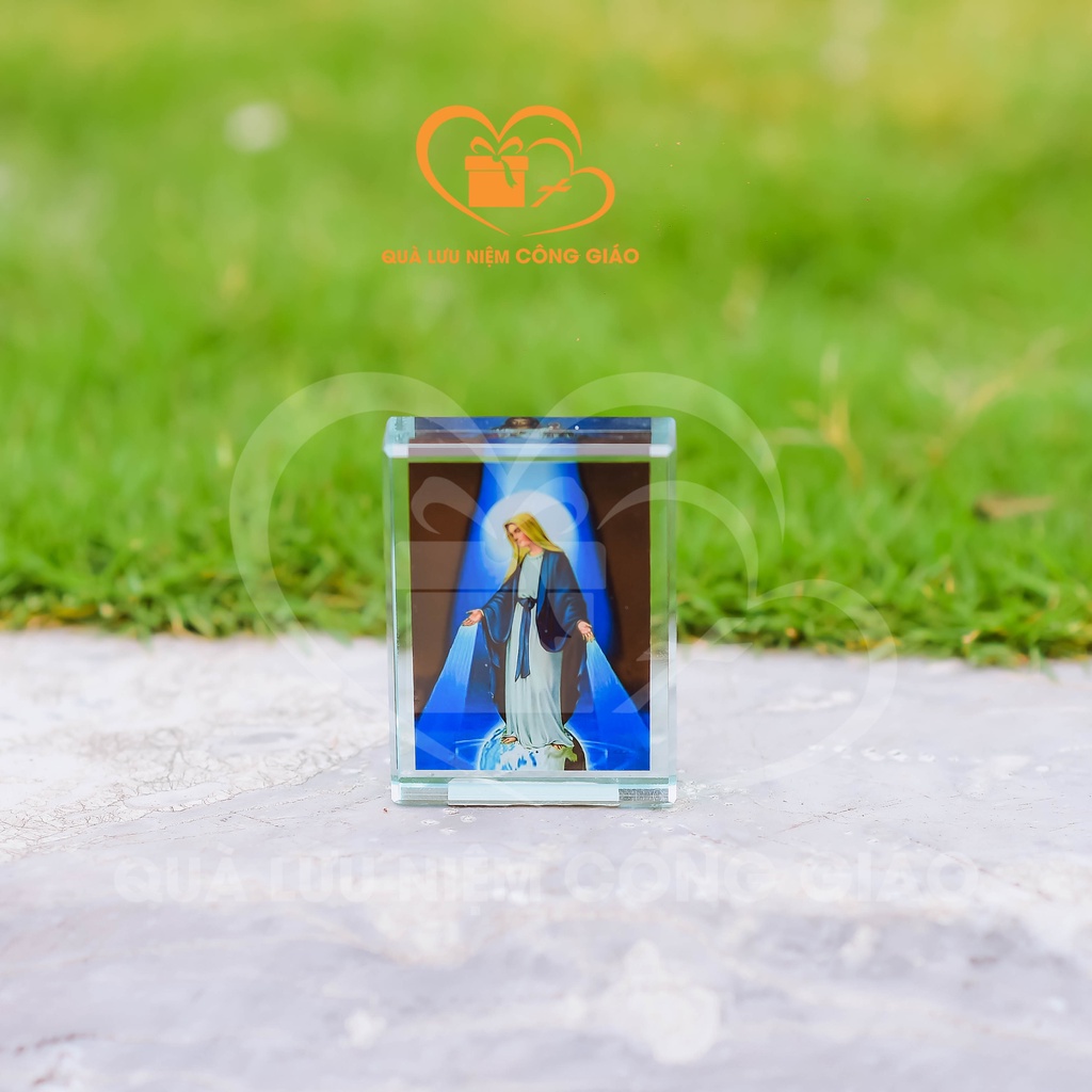 Tượng pha lê Công Giáo có hình Đức Mẹ Maria, Chúa Giu-Se, GĐ Thánh Gia