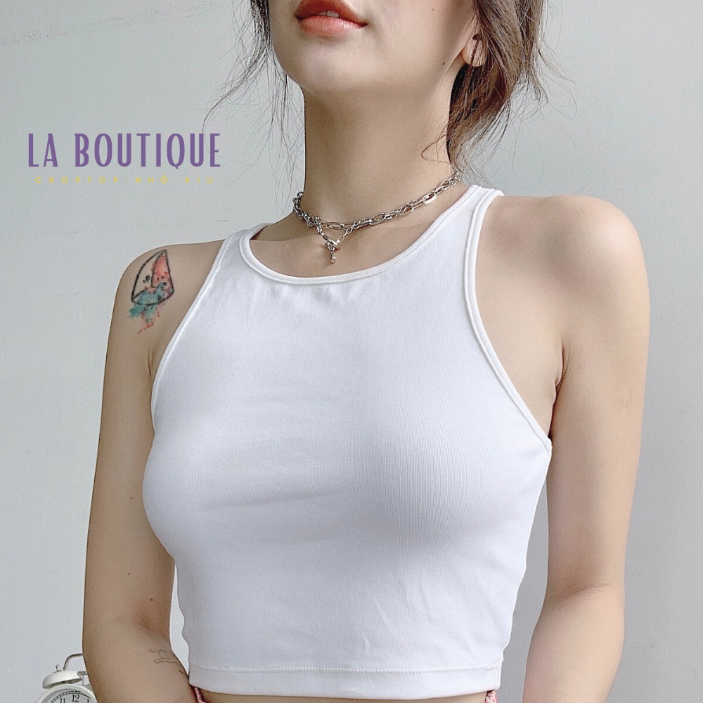 Áo croptop 3 lỗ nữ sát nách ôm body thun borip 4 chiều mới La Boutique