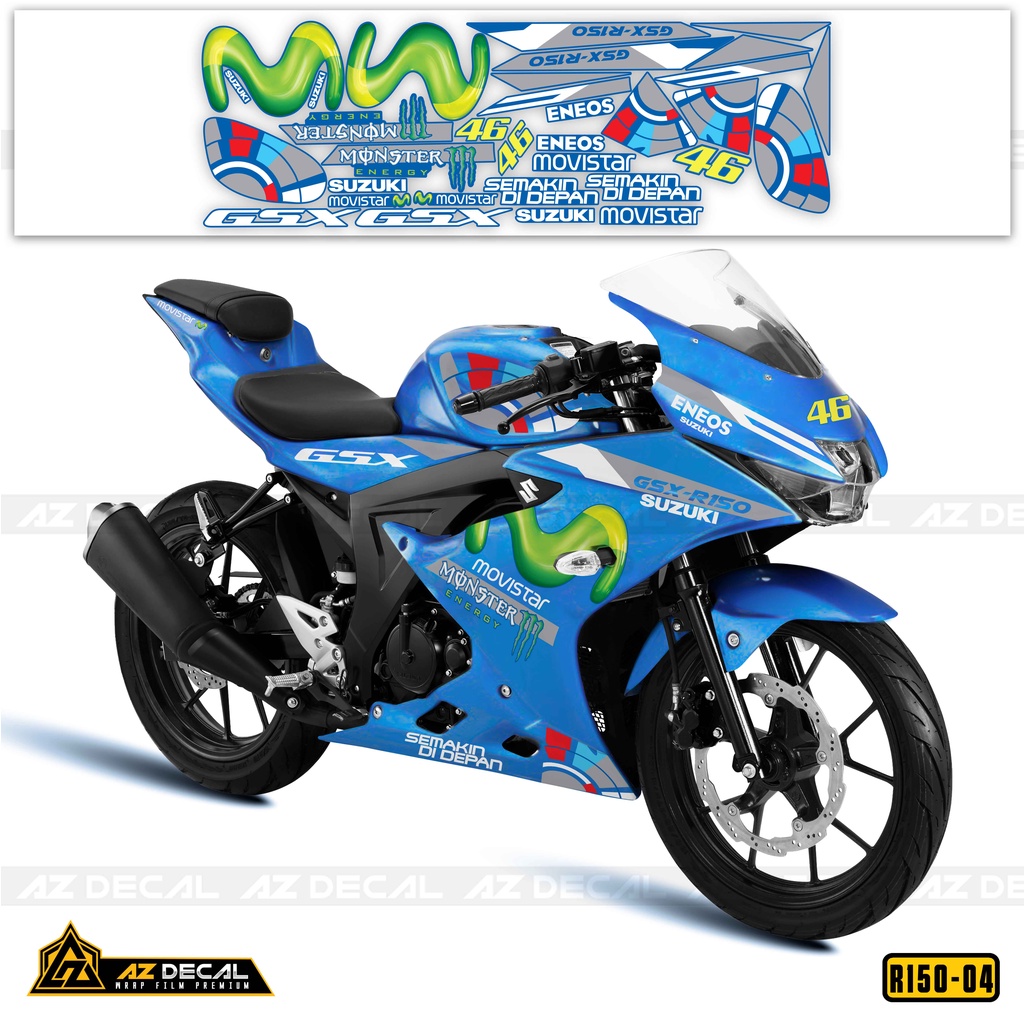 Tem Rời Xe GSX R150 Nhiều Lựa Chọn Màu - Phong Cách Movistar | GSX R150-04 | Decal PVC Chống Nước, Chống Phai Màu