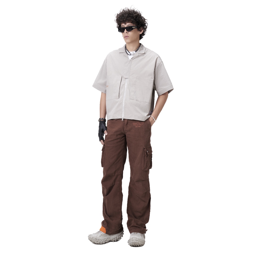 Áo Sơ Mi Khóa Zip Beuter Fossil Boxy Zip Shirt