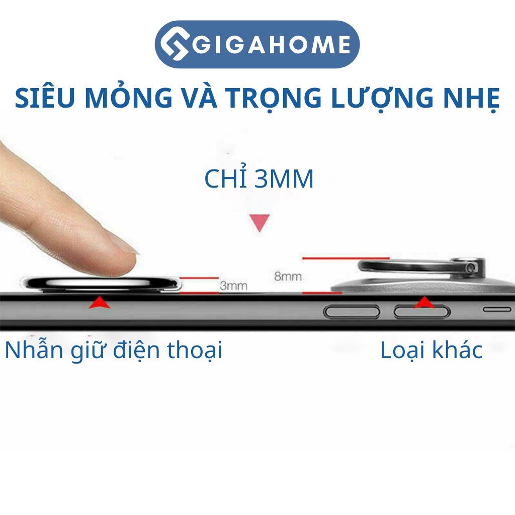 Giá Đỡ Chiếc Nhẫn Cho Điện Thoại Và Máy Tính Bảng GIGAHOME Xoay 360 Độ, Mỏng Nhẹ 6751