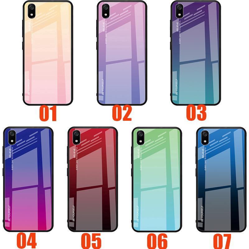 Ốp điện thoại kính cường lực màu gradient cho Xiaomi Redmi GO 7A Note 7 6 5 K20 Pro