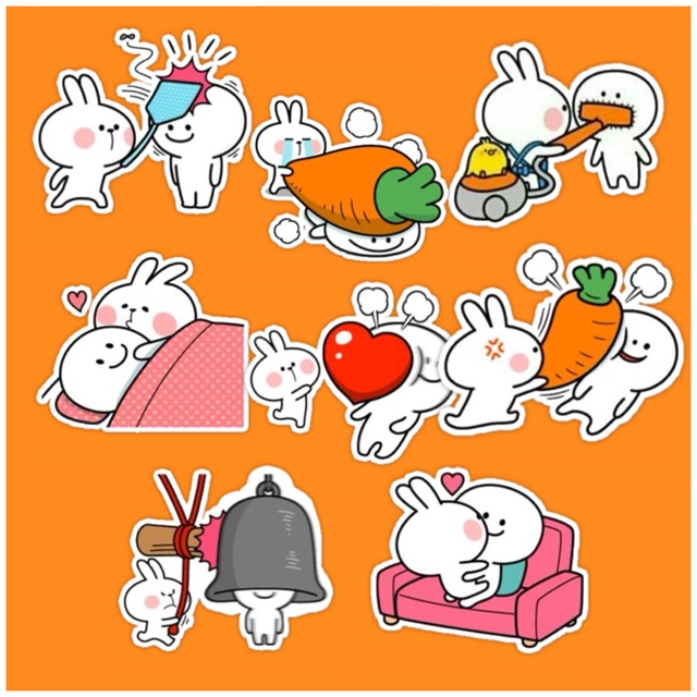 Bộ Sticker Rabbit Smile siêu cưng chống thấm cao cấp PHONG CÁCH