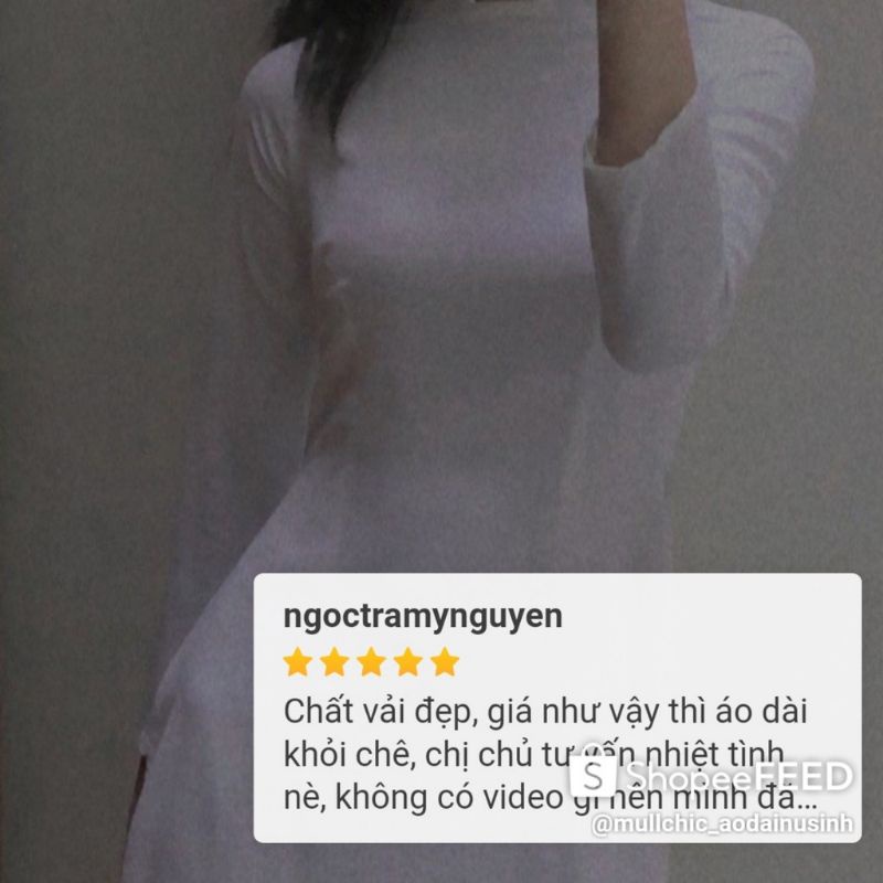 Áo dài học sinh chất liệu lụa tây thi loại 1, cổ vuông 2cm, tay dài