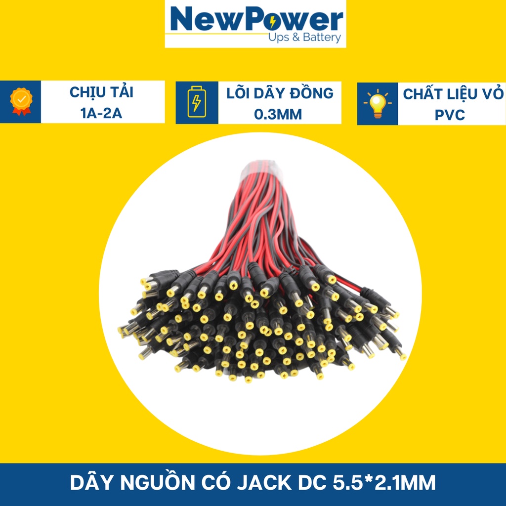 Dây nguồn có jack DC 5.5*2.1mm chịu tải 1A-2A