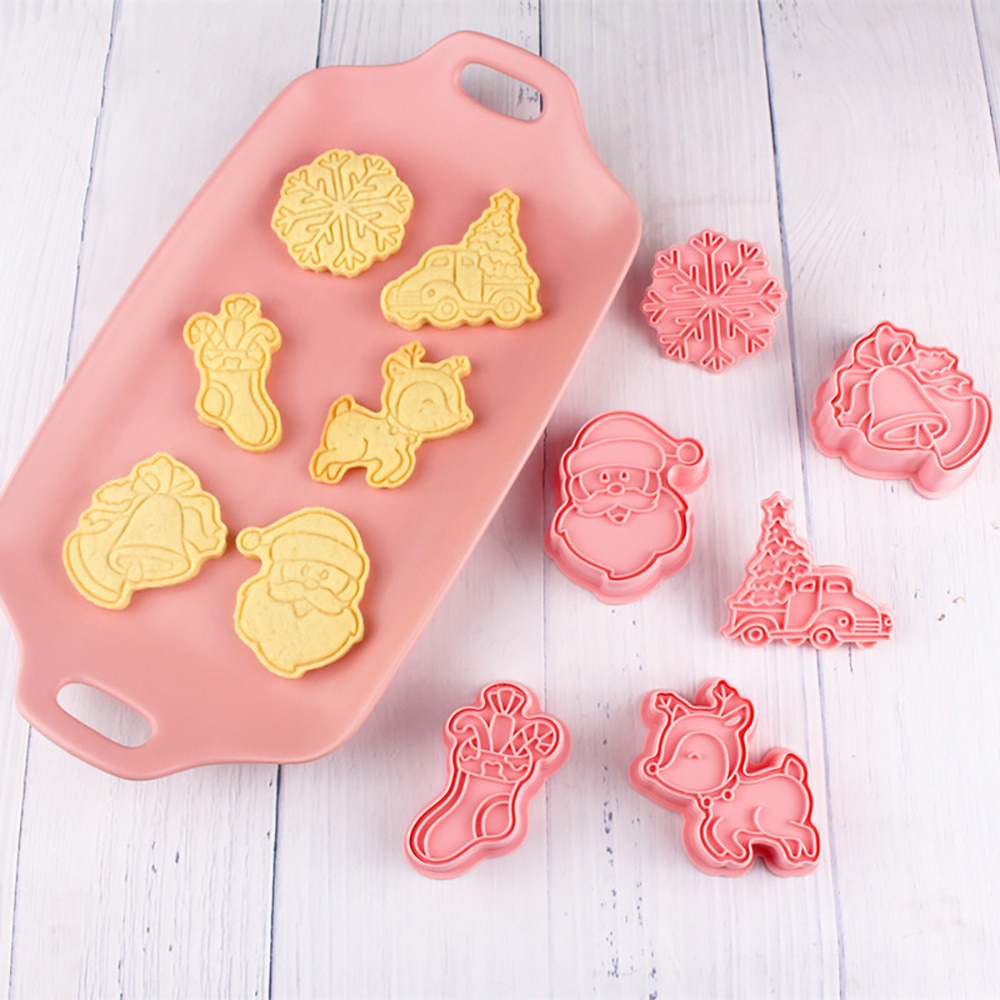 Set 6 khuôn làm bánh quy hình ông già noel hoạt hình 3d