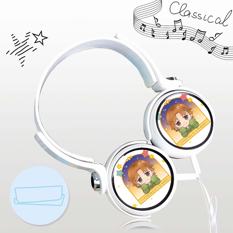 Tai nghe in hình anime chibi BUNGOU STRAY DOGS dạng chụp cắm dây có mic tiện lợi