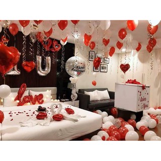 ( Tặng 100 cánh hoa hồng) Bộ bóng trang trí phòng cưới, valentine, tỏ tình, cầu hôn