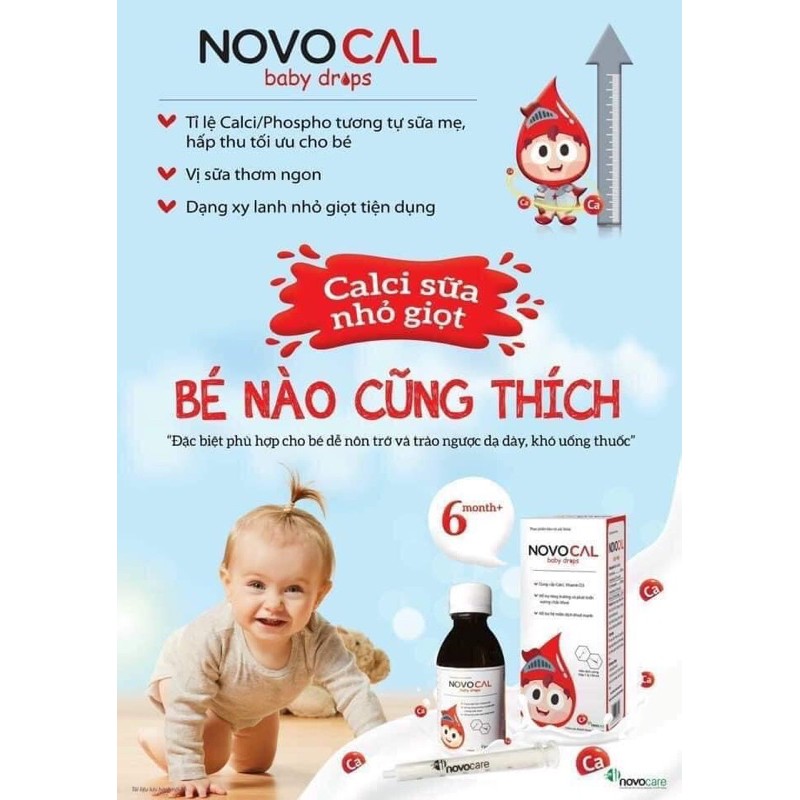 Novocal baby drops - canxi sữa nhỏ giọt cho trẻ từ 6 tháng tuổi , vị thơm ngon bé nào cũng thích