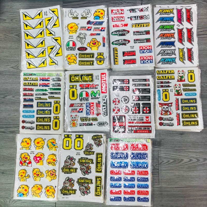 Set Tem Nổi Đầy Đủ Sắc Màu Dán Xe Cực Đẹp ( TẶNG KÈM MÓC KHOÁ )