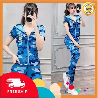 Bộ đồ nữ - Set bộ nữ họa tiết lính siêu đẹp