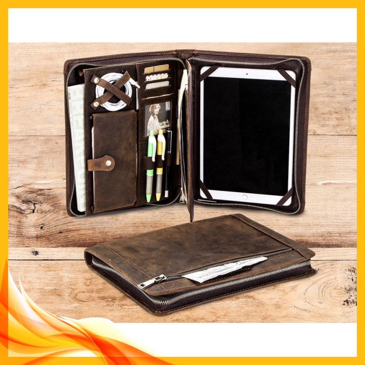 Bao Da Đựng IPAD máy tính bảng da Bò thật Handmade Vintage Leather Padfolio ️🛒