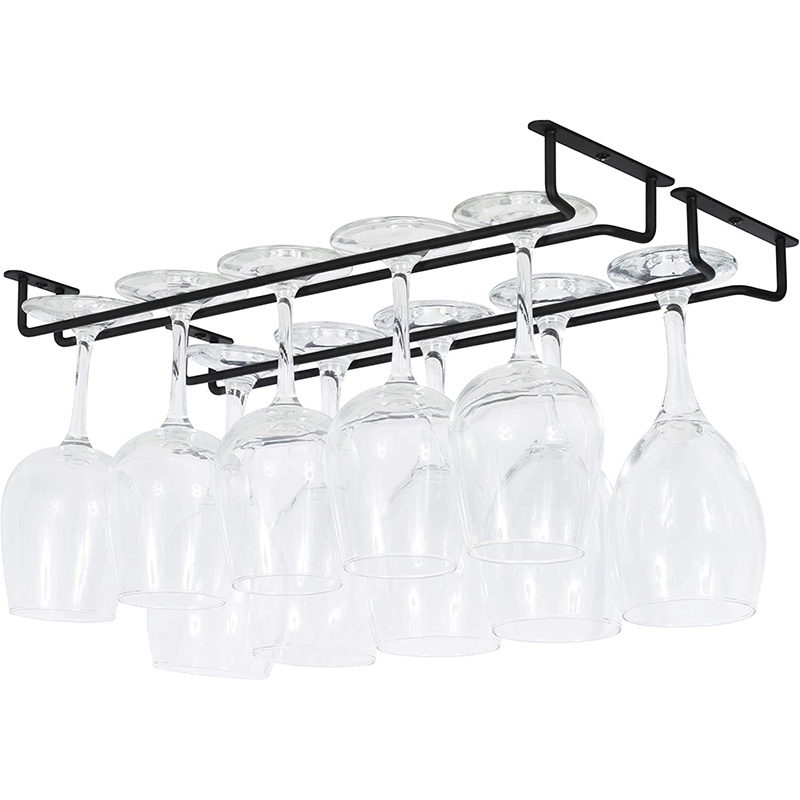 Bộ 2 Giá Treo Ly Rượu Bằng Sắt Màu Đen Kích Thước 17 Inch Tiện Dụng Cho Nhà Bếp / Quán Bar