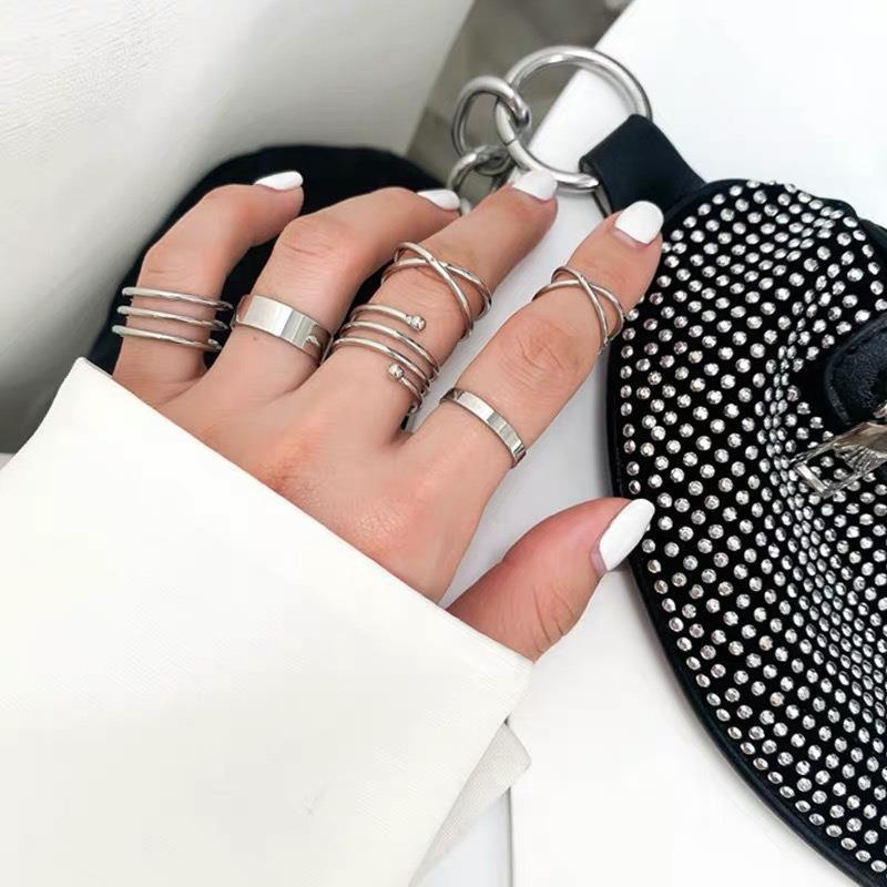 Set 6 Nhẫn Nữ Thời Trang Thiết Kế Độc Đáo Cho Cô Nàng Cá Tính Phong Cách Hàn Quốc - Hadichi