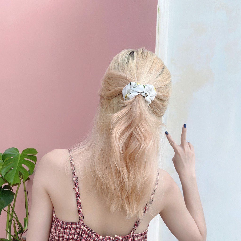 Cột tóc Scrunchies quả dứa, dây buộc tóc vải Scunchies trái thơm pineapple