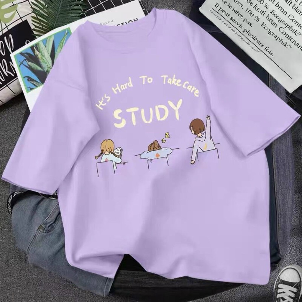 Áo phông form rộng tay lỡ unisex - Áo thun in chữ Study - Sỉ áo thun số lượng lớn
