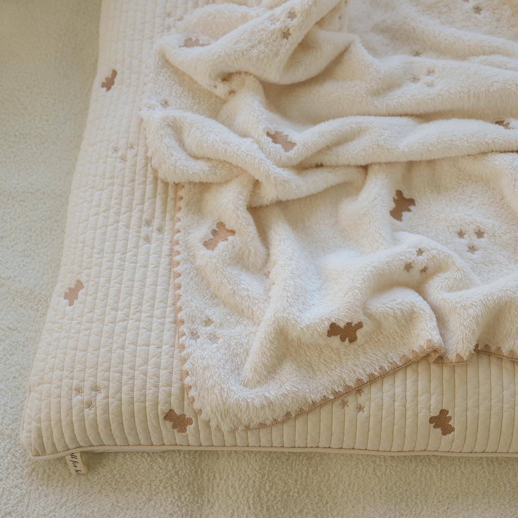 Chăn Lông Cừu Nhỏ Thêu Họa Tiết Phong Cách Hàn Quốc Cho Bé Sơ Sinh