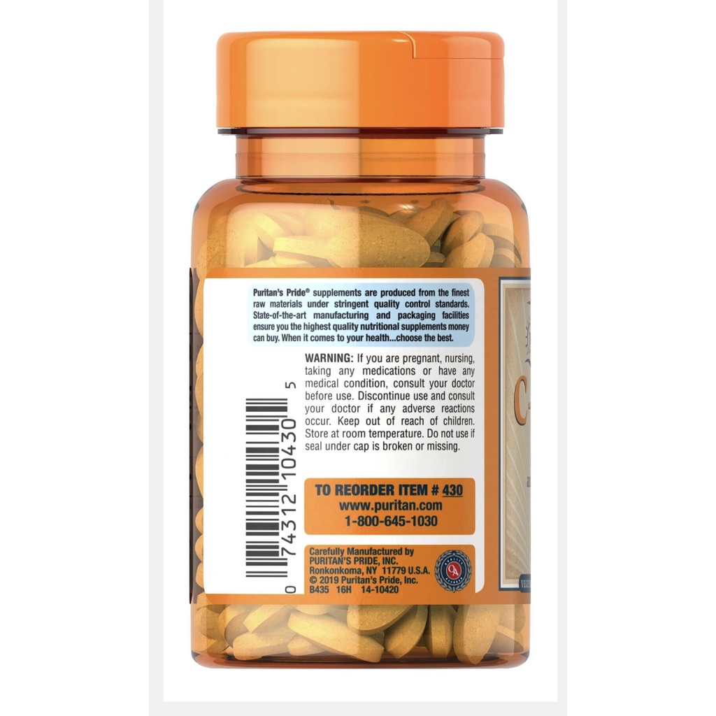 Viên Bổ Sung Vitamin C làm đẹp da 500mg-1000mg Puritan's Pride 100 viên