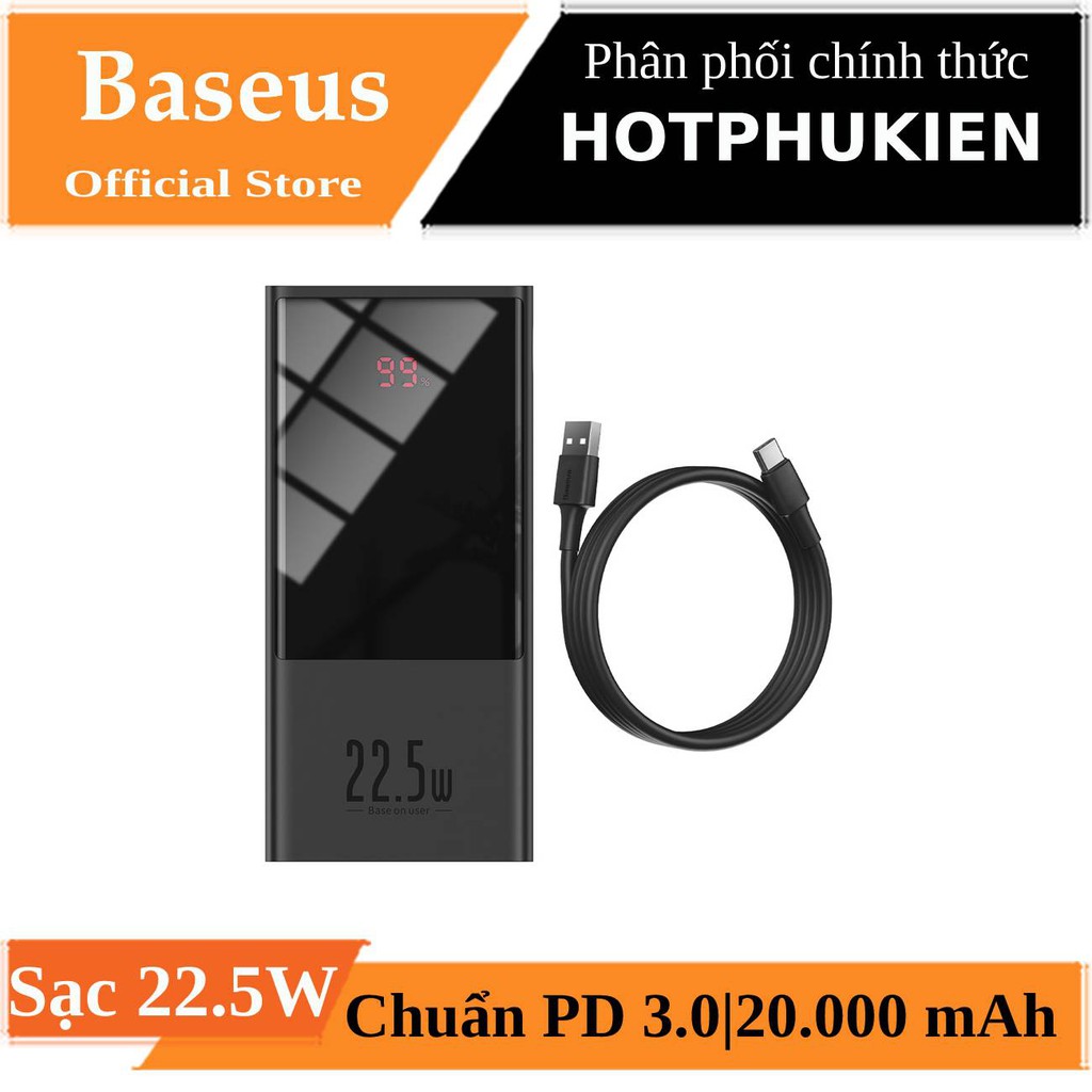 Pin sạc dự phòng sạc nhanh 22.5W hiệu Baseus Super Mini 20W PD 3.0 Type-C & USB QC 3.0 - Chính hãng