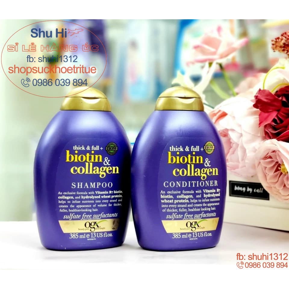 Combo dầu gội, dầu xả THICK & FULL BIOTIN COLLAGEN hỗ trợ giảm rụng tóc, giúp tóc nhanh mọc lại