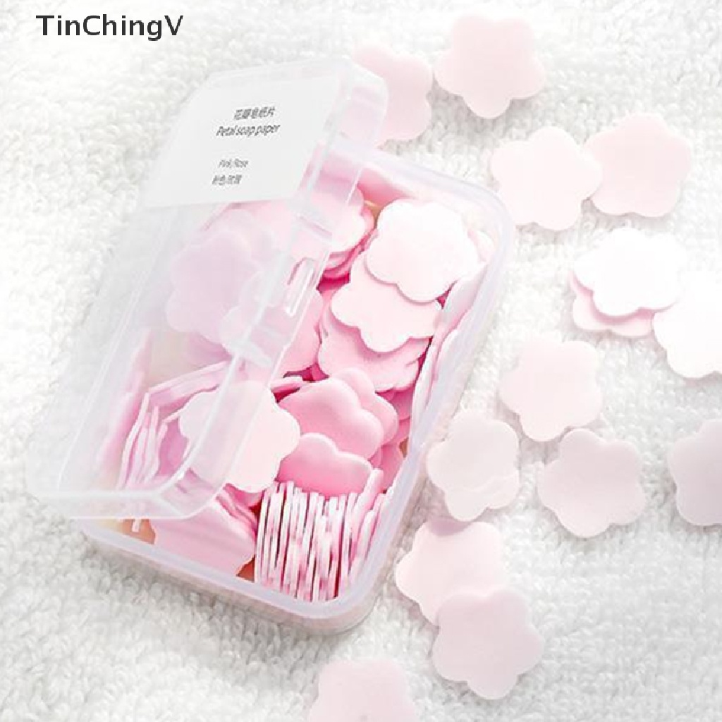 Hộp 100 Xà Phòng Giấy Hình Bông Hoa Mini Dễ Thương Dùng Một Lần Kèm Hộp Đựng