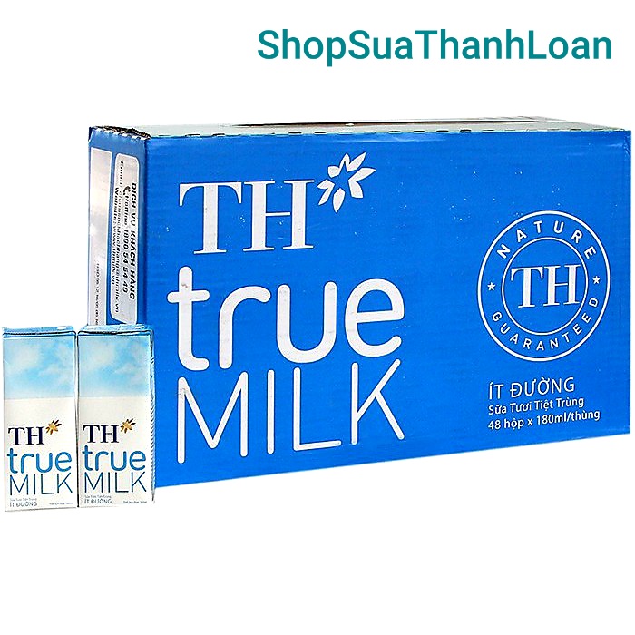 [HSD T8-2021] Thùng 48 Hộp Sữa tươi tiệt trùng TH true MILK ÍT ĐƯỜNG 180ml