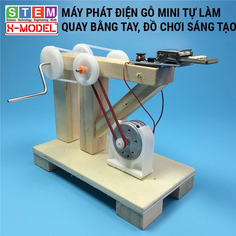 Đồ chơi thông minh, sáng tạo STEM  máy phát điện gỗ mini quay tay X-MODEL ST62 cho bé, Đô chơi trẻ em DIY| Giáo dục STEM