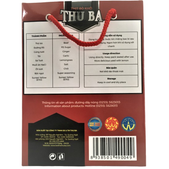 Bò khô Quảng Ngãi dạng xé sợi 500g, quà Tết, mang đi du lịch, bổ sung dinh dưỡng khi chơi thể thao