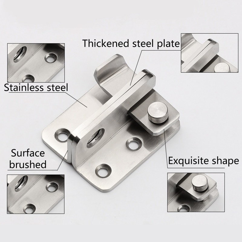 Chốt Khóa Cửa An Toàn Bằng Thép Không Gỉ Dày Dặn Chống Trộm Tiện Dụng Cho Gia Đình