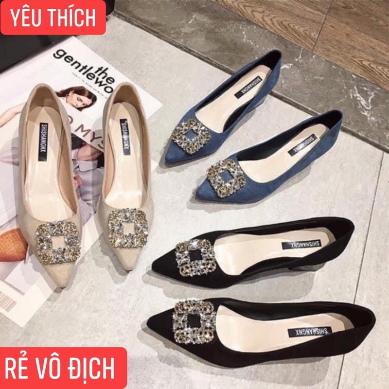 Giầy da lộn đính đá