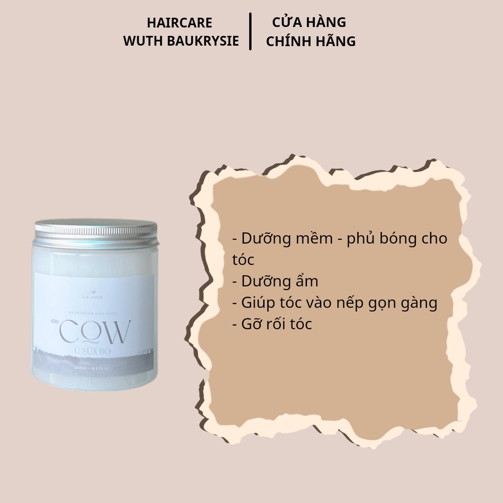 MUA 1 Ủ TẶNG 1 Ủ  COW Ultra-nourishing Hair Mask - Ủ Tóc Sữa Bò  Handmade
