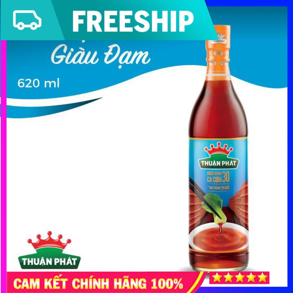 Nước Mắm Cá Cơm Thuận Phát độ đạm 30 620ml - tặng kèm hủ sa tế tôm 85g - Không Chất Bảo Quản