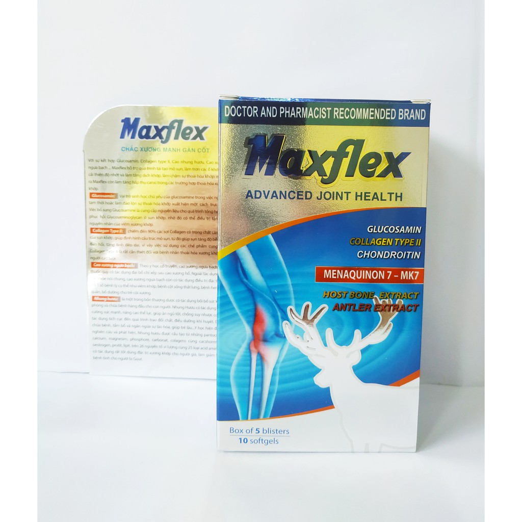 VIÊN UỐNG BỔ XƯƠNG KHỚP MAXFLEX - LÀM CHẬM THOÁI HÓA KHỚP - TÁI TẠO MÔ SỤN - LÀM TRƠN Ổ KHỚP - HỘP 50 VIÊN