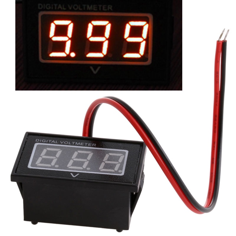 Vôn Kế Kỹ Thuật Số Chống Thấm Nước Có Đèn LED Xanh Lá / Đỏ Cho Xe Hơi