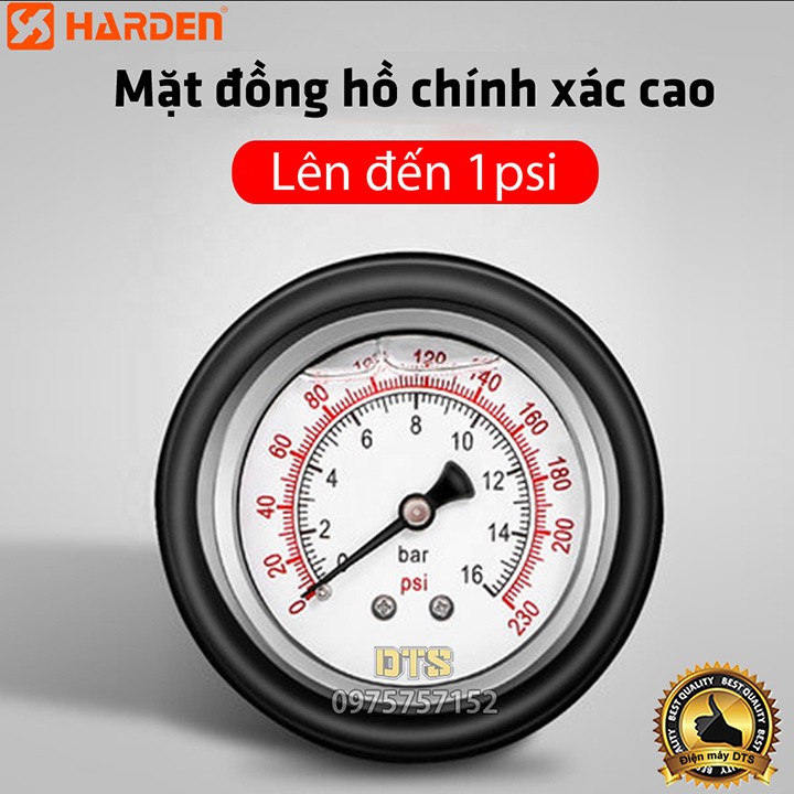 Súng bơm lốp cao cấp mặt đồng hồ dầu, súng bơm hơi công nghiệp HARDEN PRO, đo áp suất lốp xe ô tô xe máy cho máy nén khí