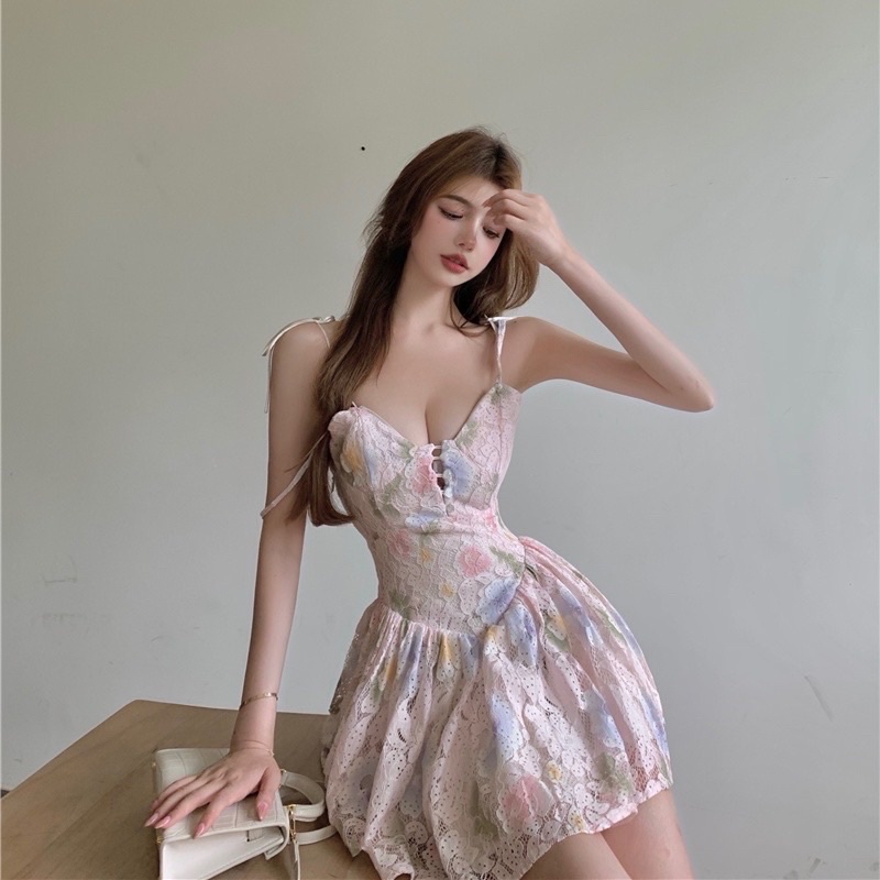 Đầm tiểu thư hai dây dáng xoè