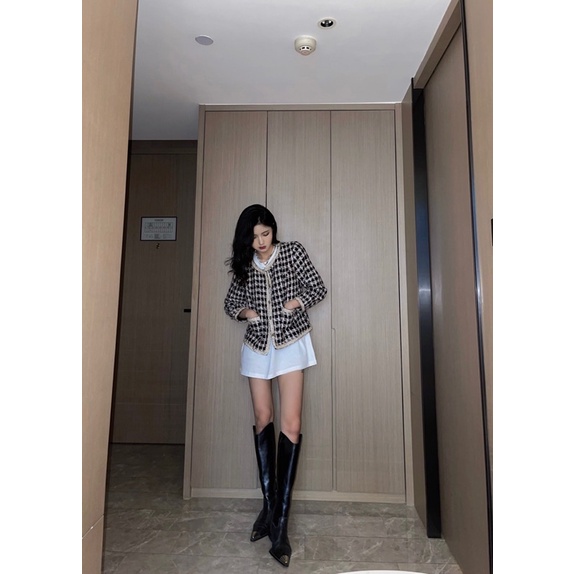 Áo khoác tweed Channel 𝘾𝙝𝙖𝙣𝙚𝙡 CN cao cấp phiên bản màu trầm sang trọng kết hợp cùng khuy đính đá cao cấp