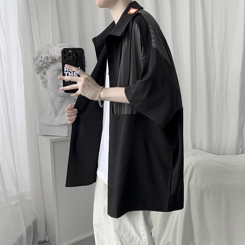 Áo Sơ Mi Tay Ngắn Dáng Rộng Thoáng Khí Thời Trang Mùa Hè Phong Cách Hàn Quốc 2022 Cho Nam