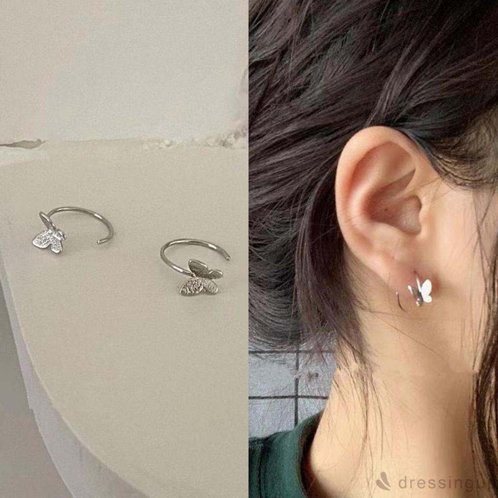 Bông tai kim loại hình bướm màu sắc đơn giản dành cho nữ