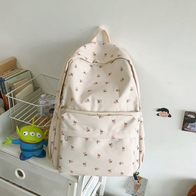 Ba Lô Canvas In Họa Tiết Dễ Thương Cho Nữ