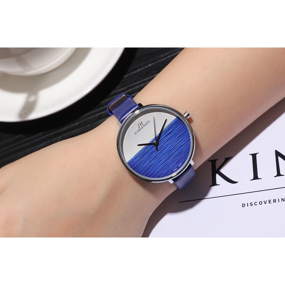 Đồng hồ thời trang nữ Jeams&amp; Hazel dây da mạ tĩnh điện cực đẹp K8333
