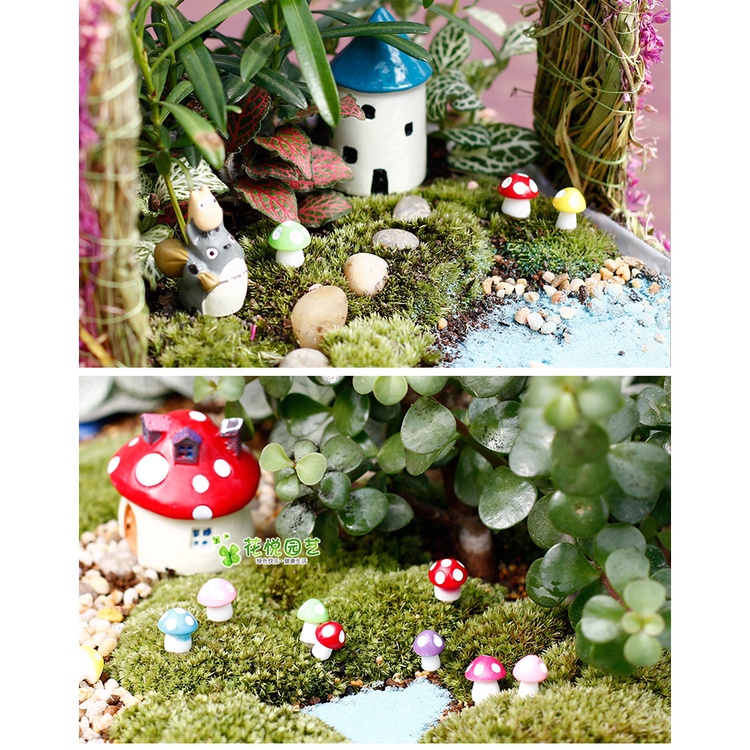 Phụ kiện set 4 nấm màu 1 cm làm tiểu cảnh, charm slime, decor mô hình, đồ handmade