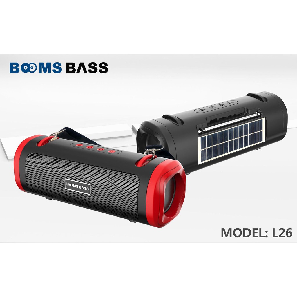 Loa Bluetooth Booms Bass L26 Năng lượng mặt trời - âm bass siêu trầm- Hỗ Trợ Chức Năng AUX bảo hành 6 tháng
