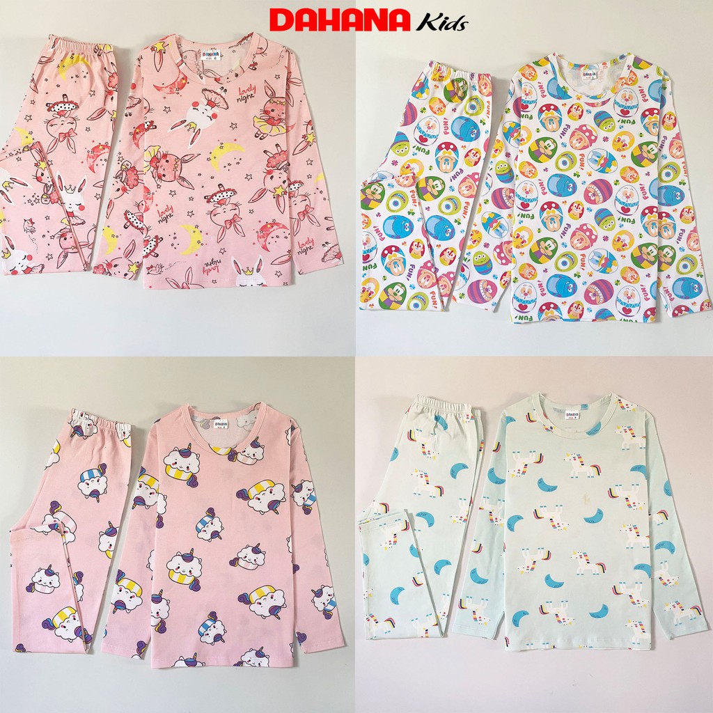 Bộ Quần Áo Thu Đông Dài Tay Cho Bé Gái DAHANA Kids- Bộ thu đông dài tay bé gái size nhỡ chất cotton mịn ấm áp