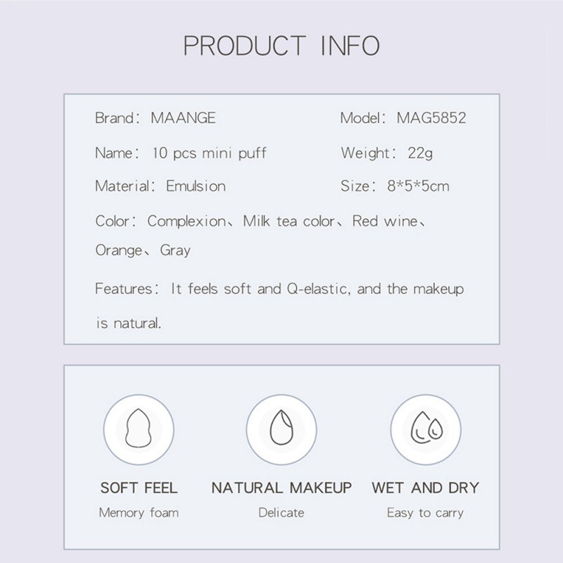 (hàng Mới Về) Bộ 10 Mút Trang Điểm Mini Hiệu Maange | BigBuy360 - bigbuy360.vn