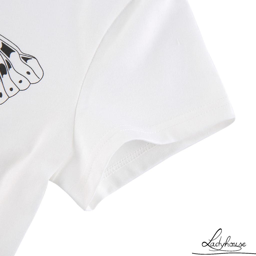 Áo Thun T-shirt Tay Ngắn Cổ Tròn In Hình Bướm Thời Trang Mùa Hè Cho Nữ