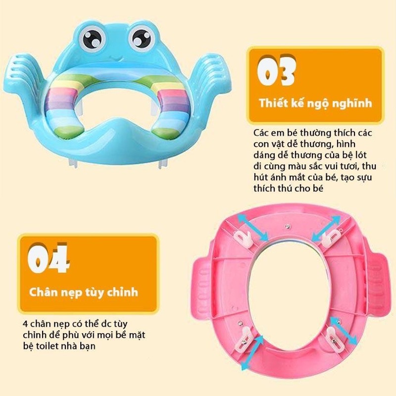 Bệ Lót Thu Nhỏ Bồn Cầu Có Tay Vịn Đệm Lót Cho Bé An Toàn, Tháo Lắp Dễ Dàng Tiện Lợi - Getgo1