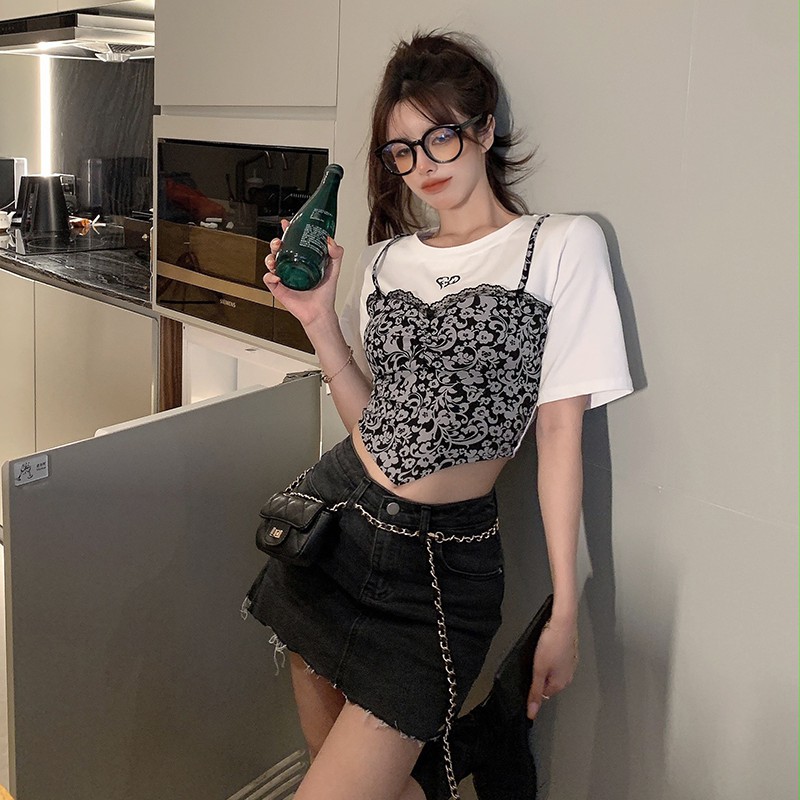  【Cocory】 Áo Croptop Tay Ngắn Thiết Kế Độc Đáo Cho Nữ | BigBuy360 - bigbuy360.vn