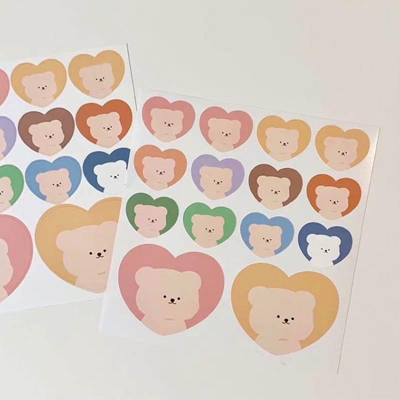 Stickers trái tim hình bé gấu